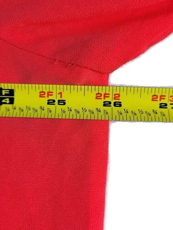 Vince Camuto Chiffon Dress 20W Pink Split Neck Tassel Tie Pleated Sleeves New - Picture 10 of 12